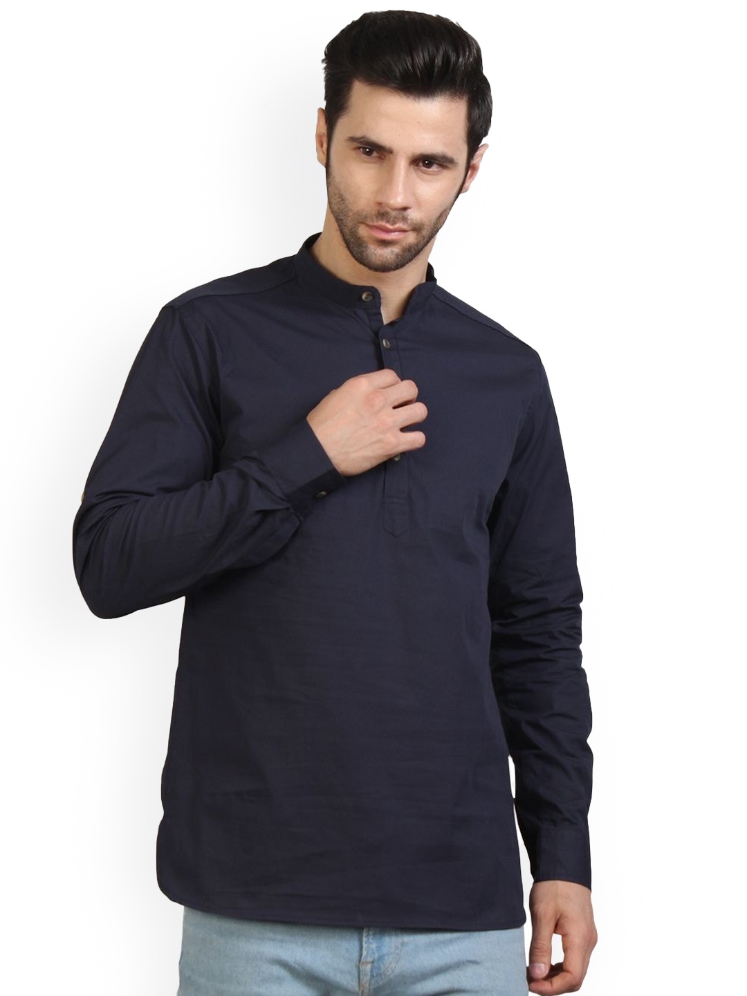 

Springberry Pure Cotton Full Sleeves Kurta, Navy blue