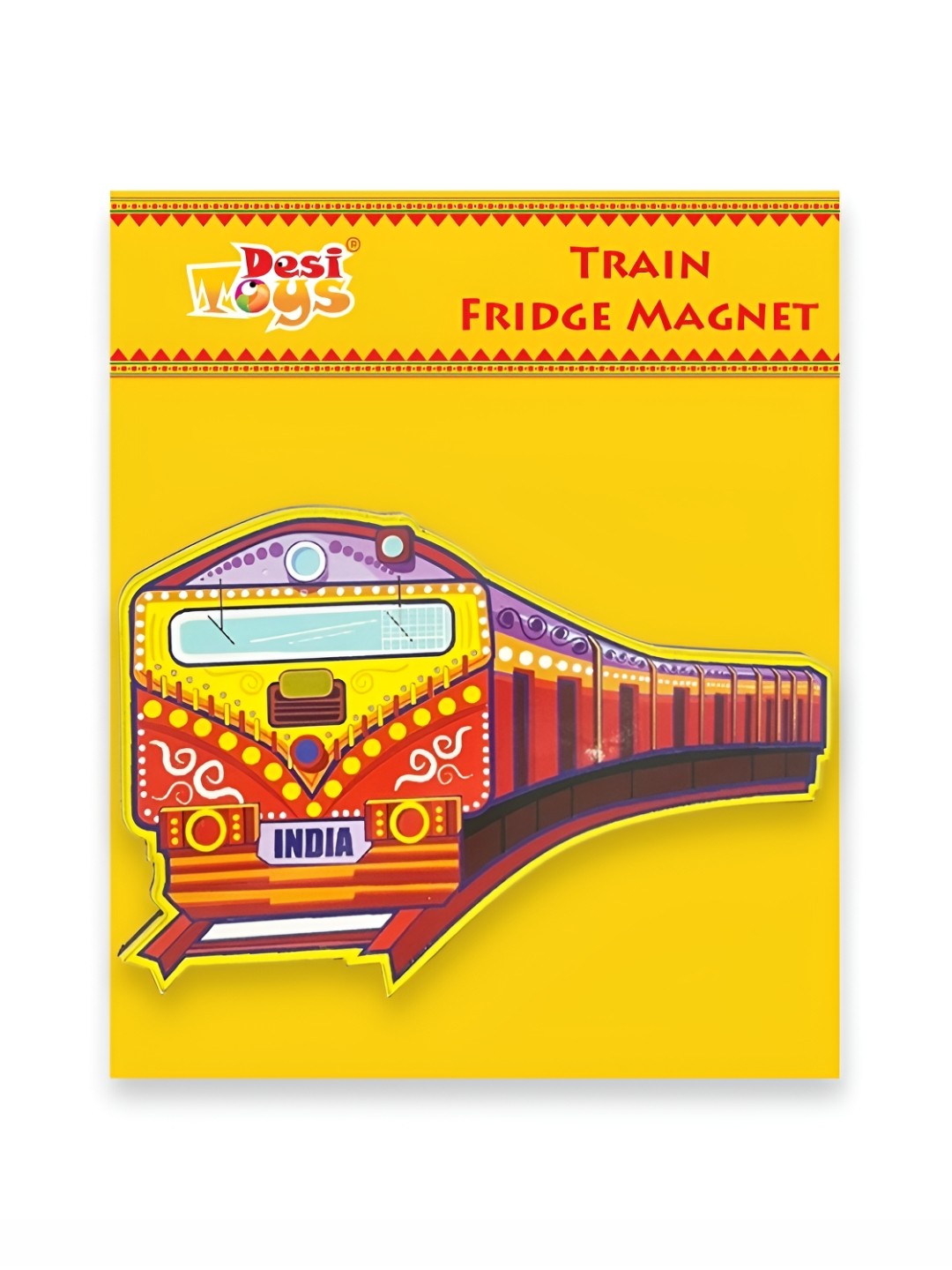 

Desi Toys Red & Yellow Printed Train Fridge Magnet