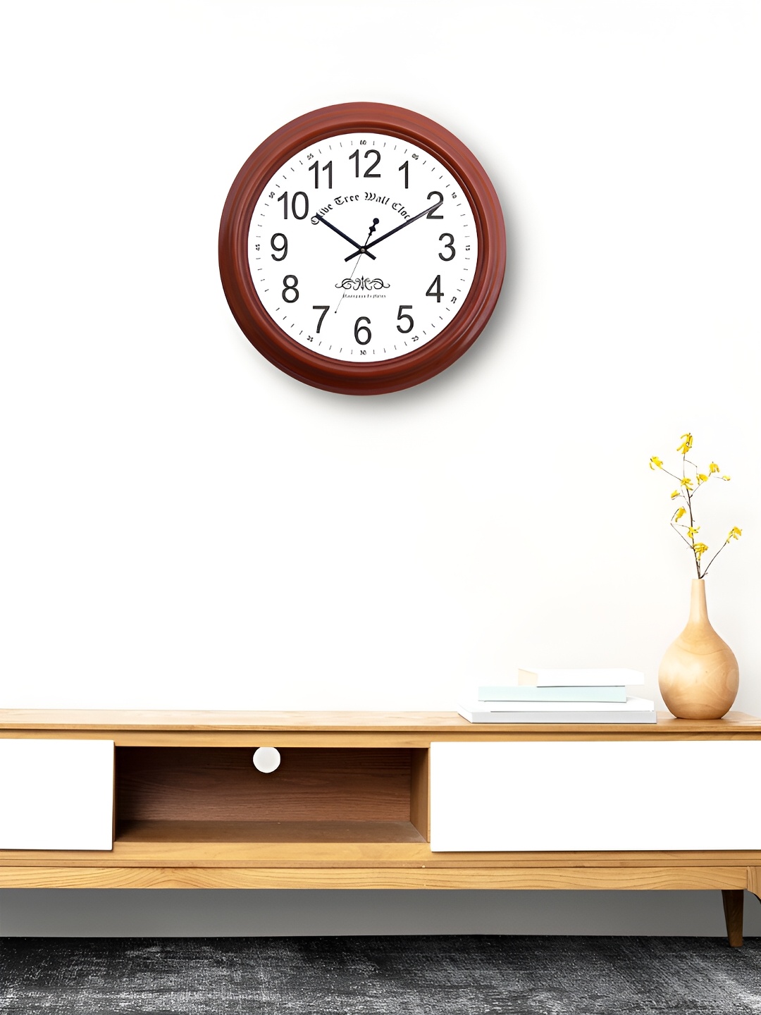 

OLIVE TREE Brown & White Contemporary Analogue Round Wall Clock