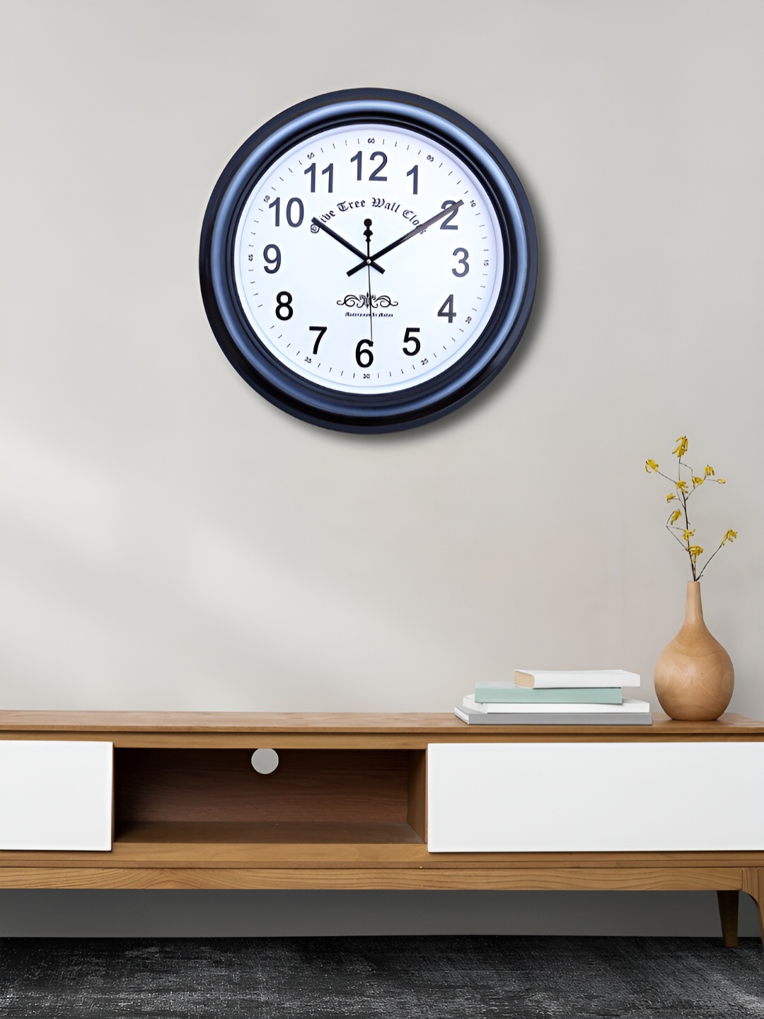 

OLIVE TREE Blue & White Printed Contemporary Analogue Round Wall Clock