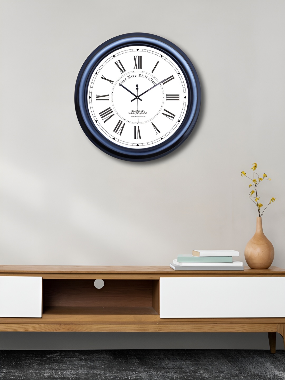 

OLIVE TREE Blue & White Contemporary Analogue Round Wall Clock