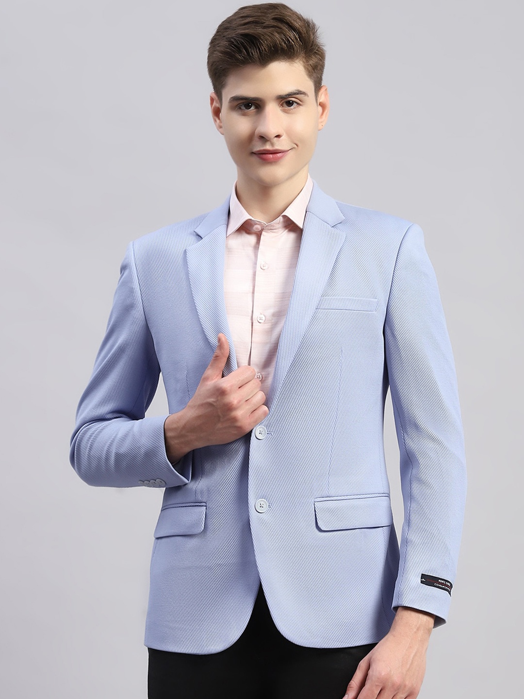 

Monte Carlo Notched Lapel Long Sleeves Single Breasted Casual Blazer, Blue