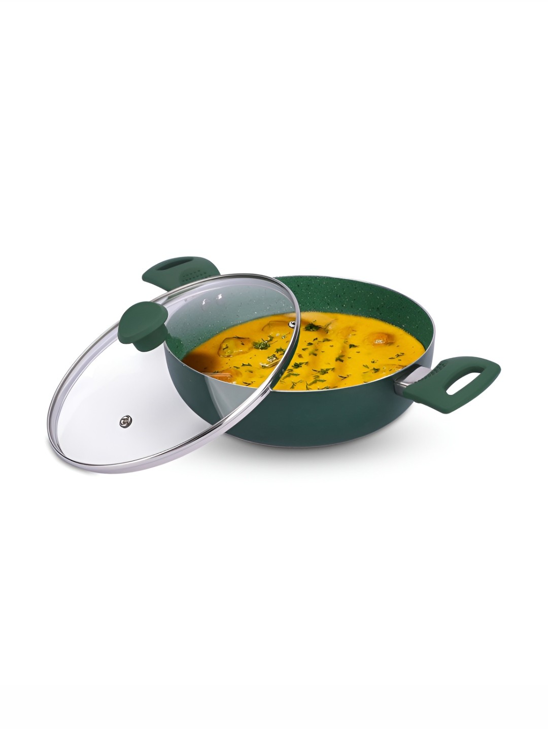 

USHA SHRIRAM Green Non Stick Kadai with Lid