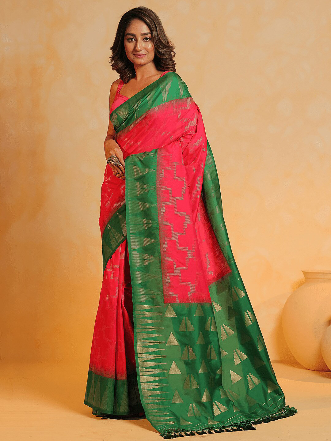 

KAVVYA Woven Design Zari Banarasi Saree, Rose