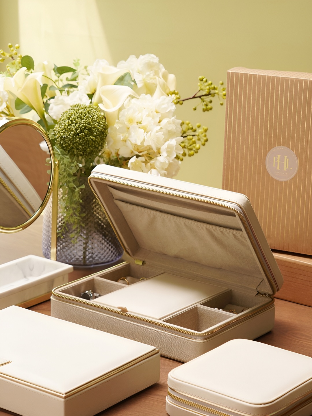 

Pure Home and Living Cream Rectangular Shaped Jewellery Box