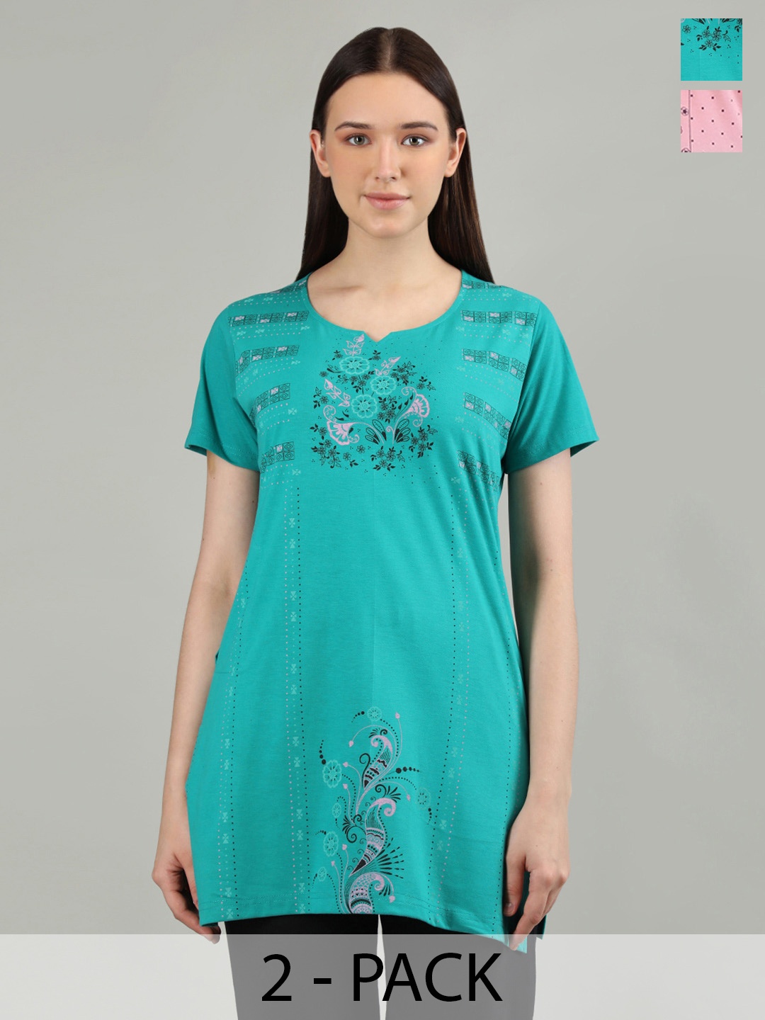 

Duchess Pack Of 2 Printed Short Sleeves Lounge T-shirt, Blue