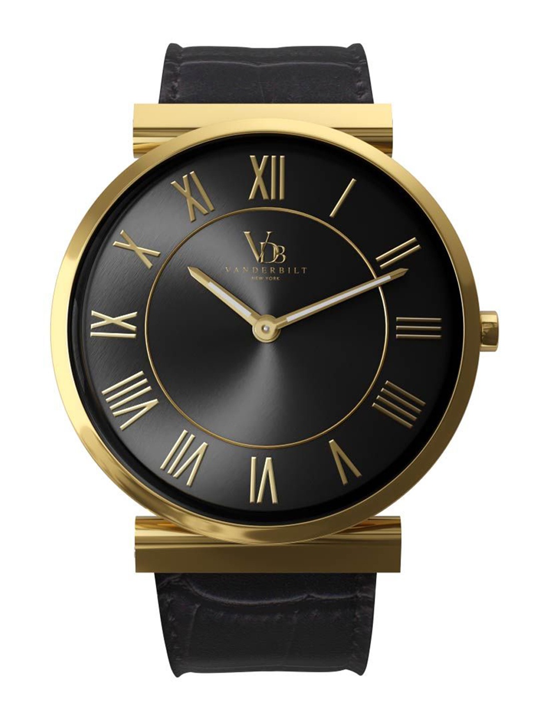 

VANDERBILT NEW YORK Men Leather Strap Analouge Watch, Black