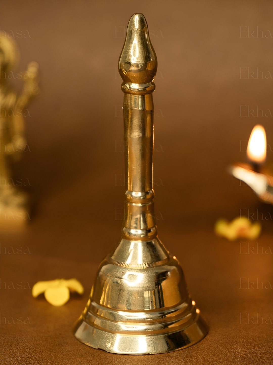 

Ekhasa Pure Brass GOL Ghanti for Pooja, Gold