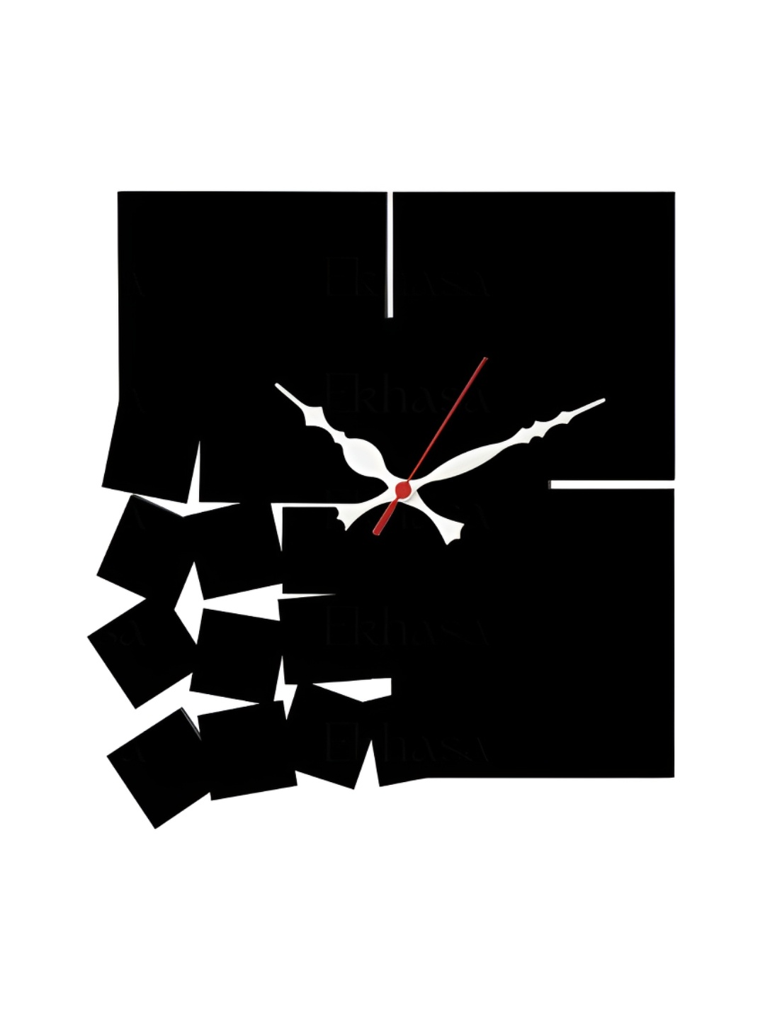 

Ekhasa Black & White Abstract Clock Printed Wooden Wall Art