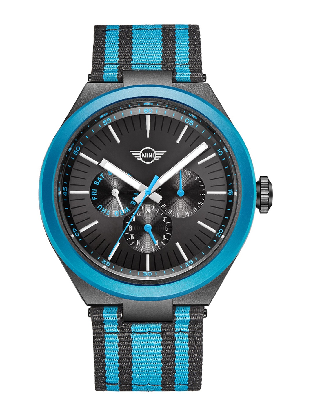 

MINI Cooper Unisex Ocean Upcycle Round Dial & Synthetic Strap Analogue Watch WTMIN161704QN, Blue