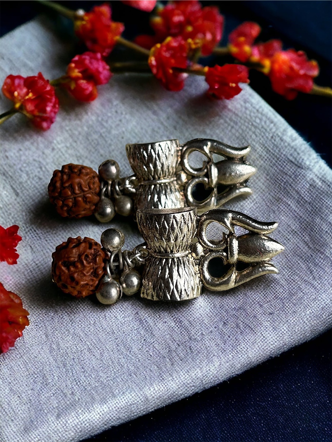 

JEWELWATI Contemporary Oxidised Drop Earrings, Silver