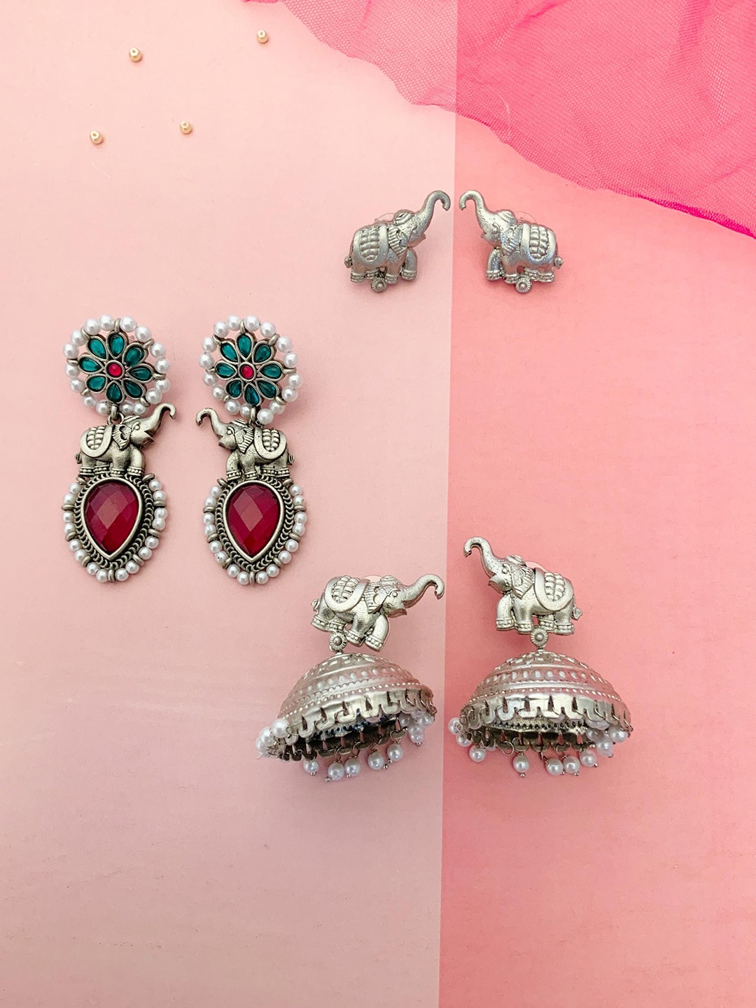 

ABDESIGNS Set of 3 German Silver-Plated Classic Drop Earrings