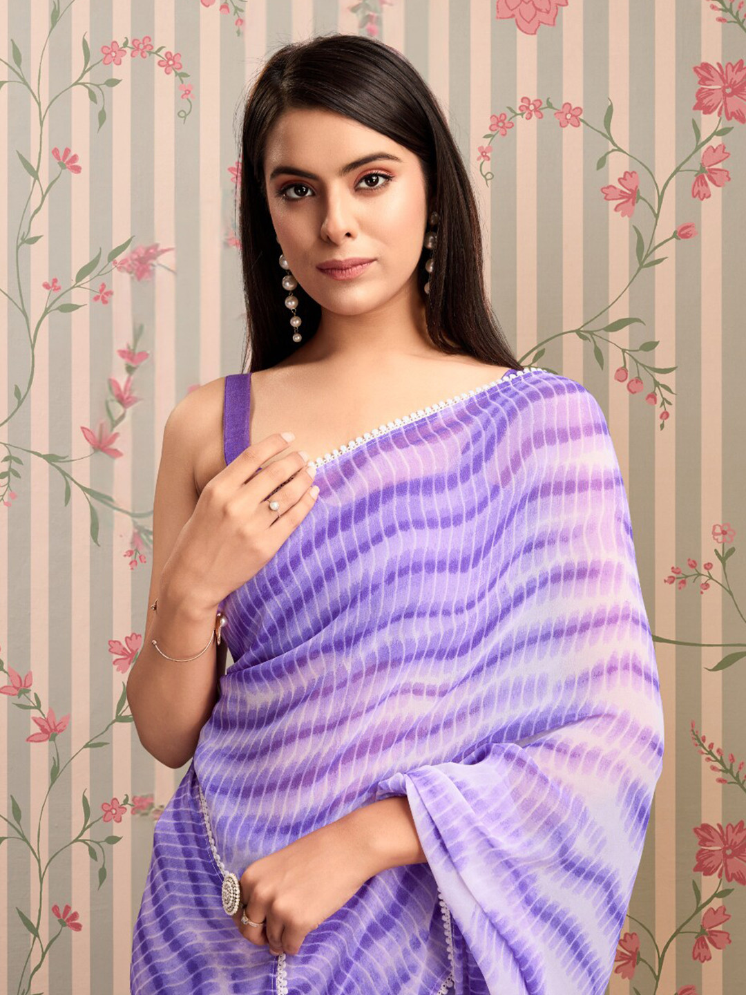 

Ode by House of Pataudi Poly Georgette Ready to Wear Saree, Blue