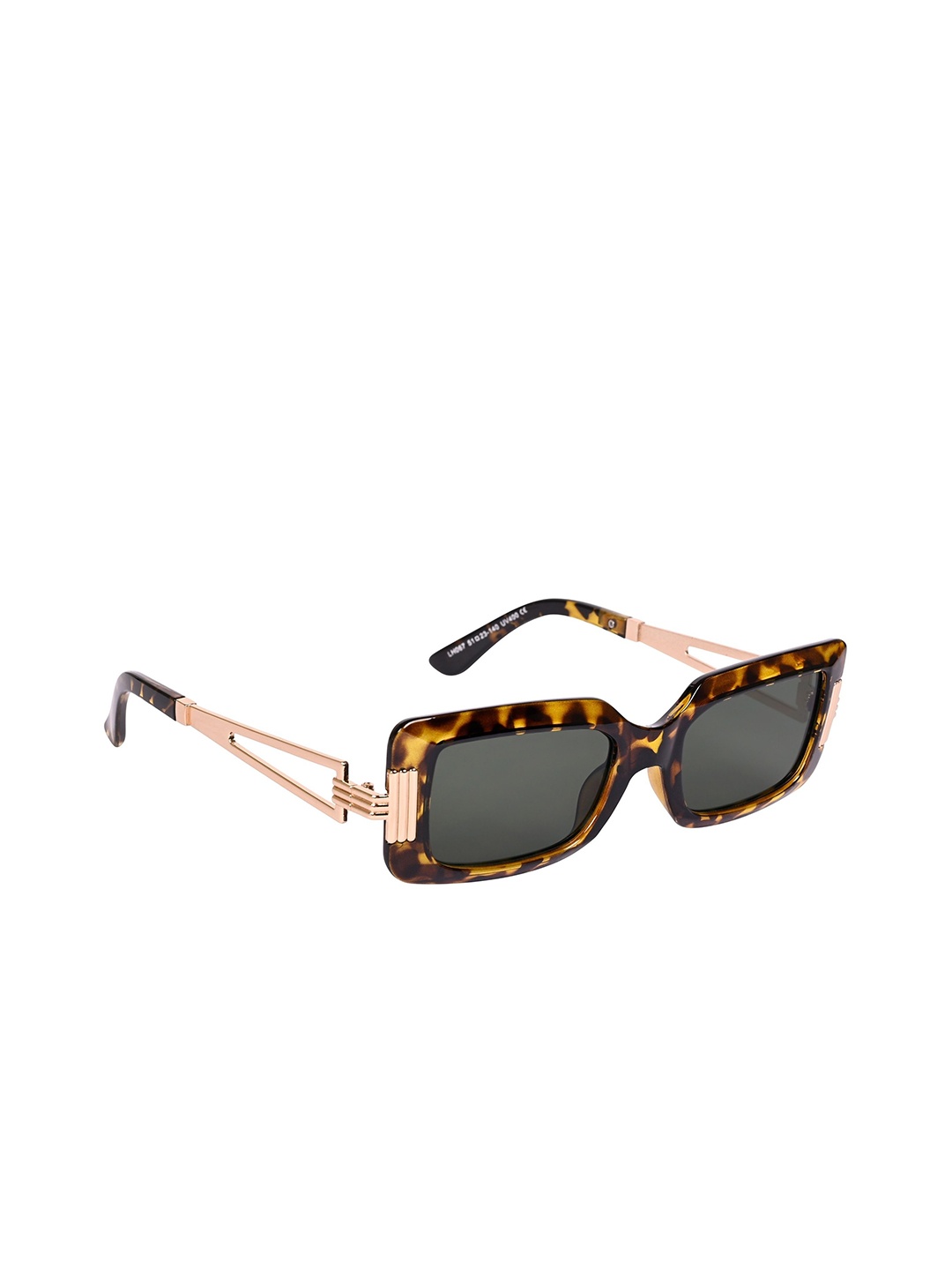 

AISLIN Unisex Rectangle Sunglass With UV Protected Lens ES_13465-95-AS-LH067-G15-oBRGL-RT, Green