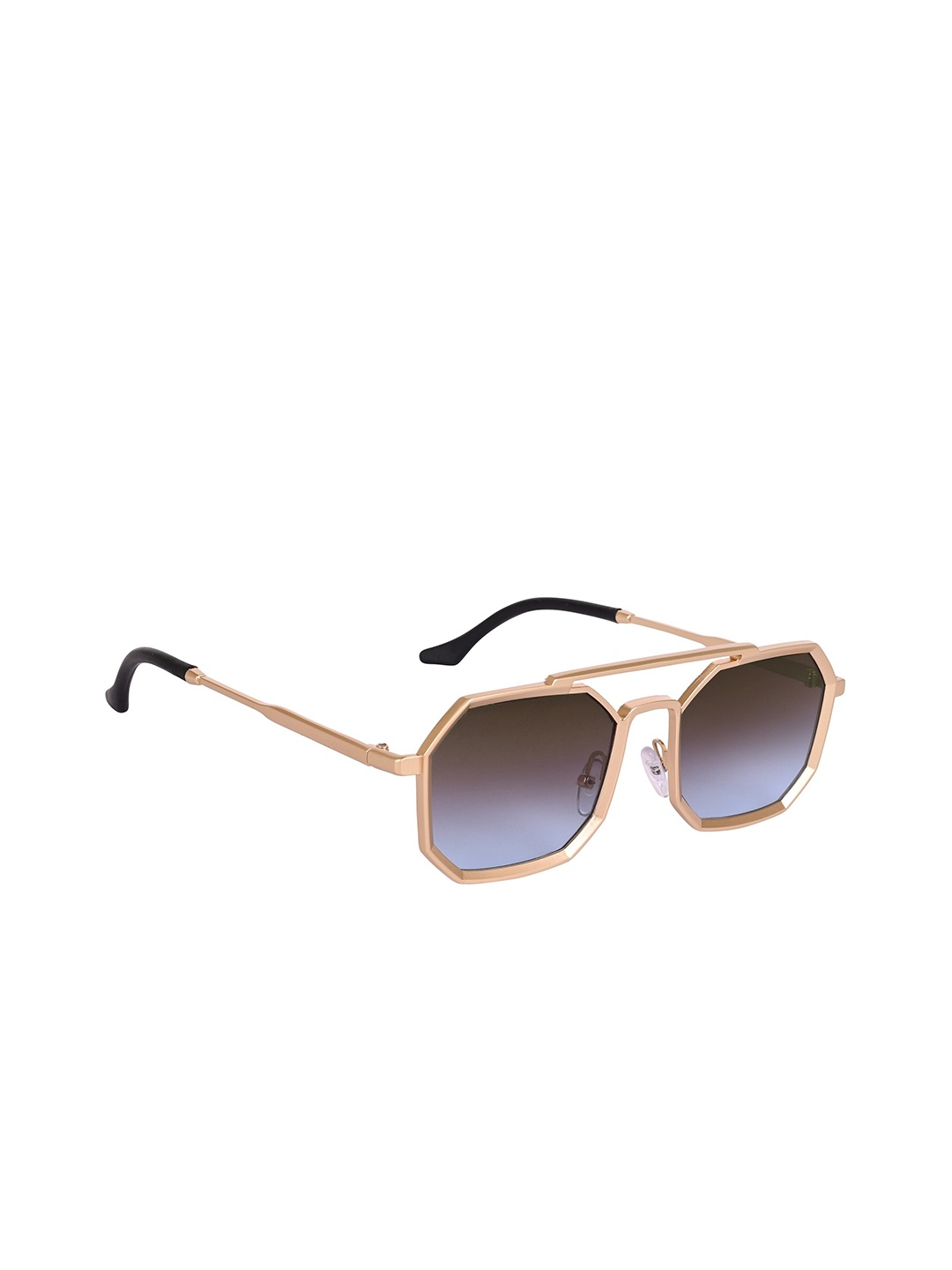 

AISLIN Unisex Square Sunglasses with UV Protected Lens ES_13402-93-AS-Hexa-BRBL-GLD-SQWF, Brown