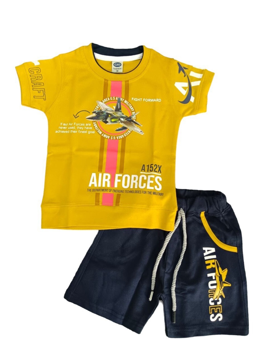 

BAESD Boys Printed T-shirt with Shorts, Yellow