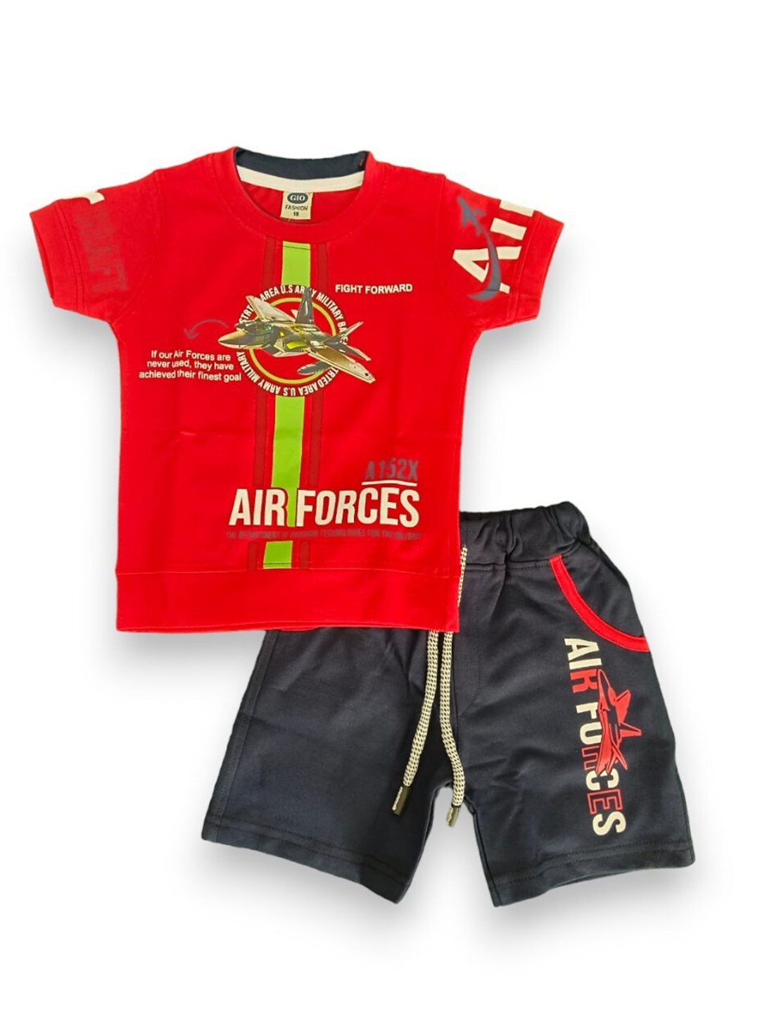 

BAESD Boys Printed T-shirt with Shorts, Red