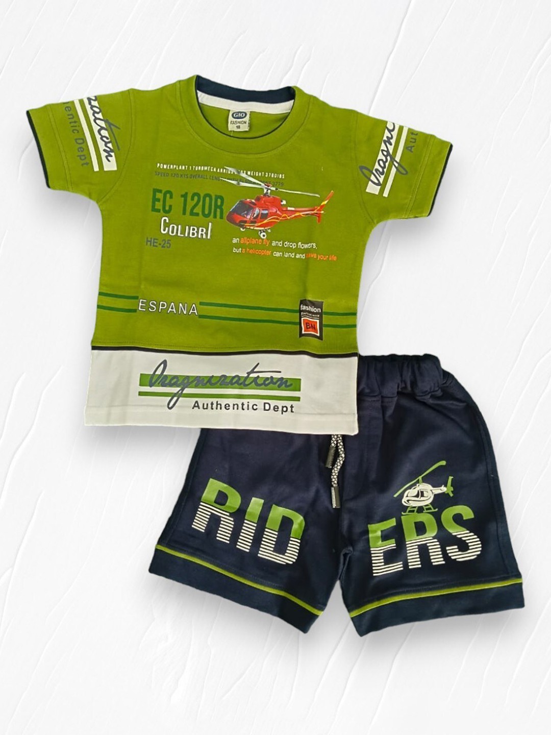 

BAESD Boys Printed Pure Cotton T-shirt With Short, Green