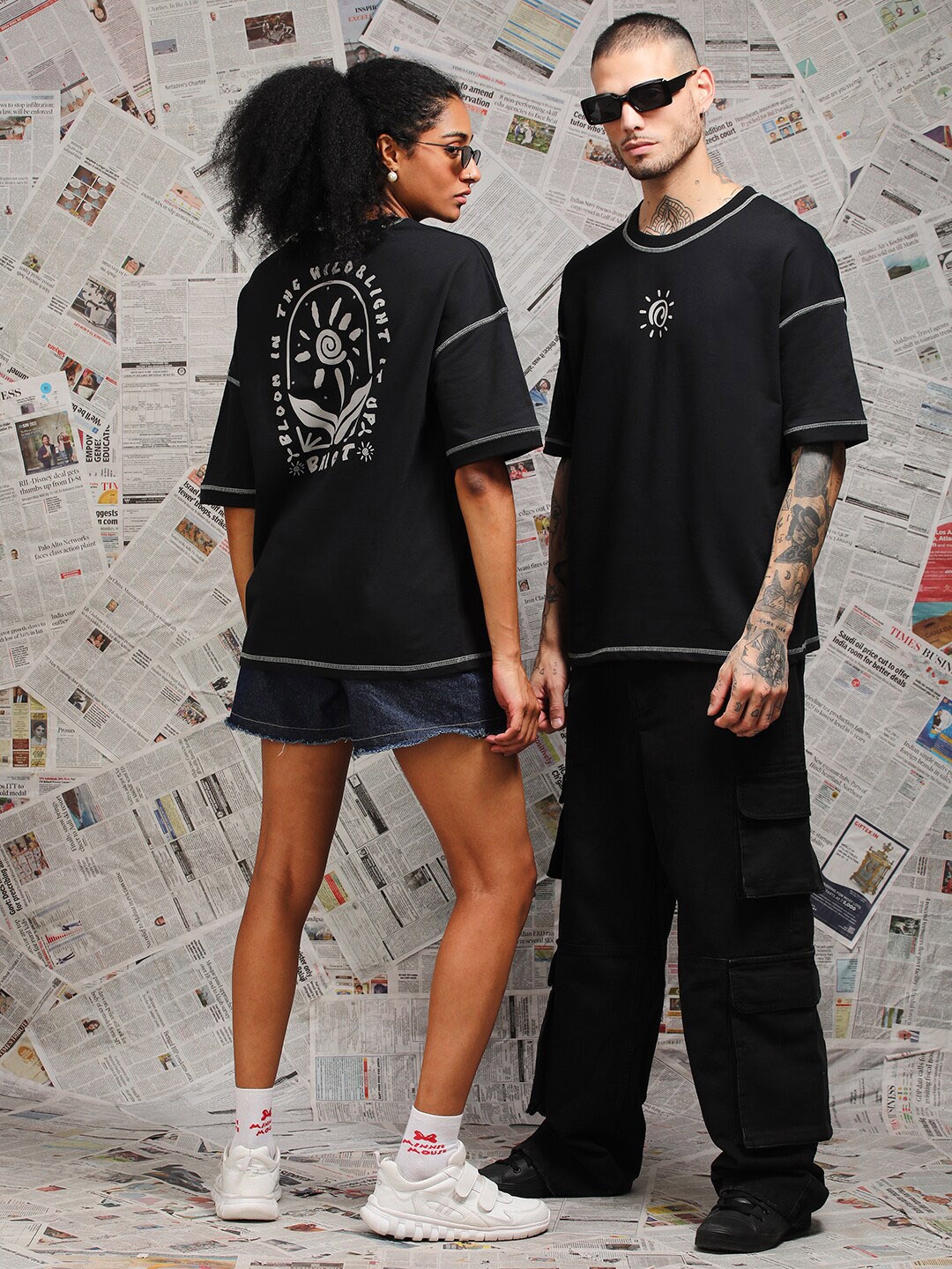 

Dillinger Unisex Drop Shoulder Terry Cotton Oversized T Shirt, Black