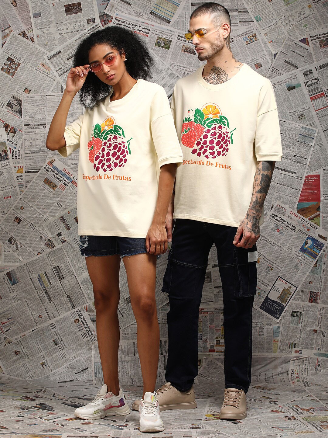 

Difference of Opinion Unisex Drop Shoulder Terry Cotton Oversized T Shirt, Off white