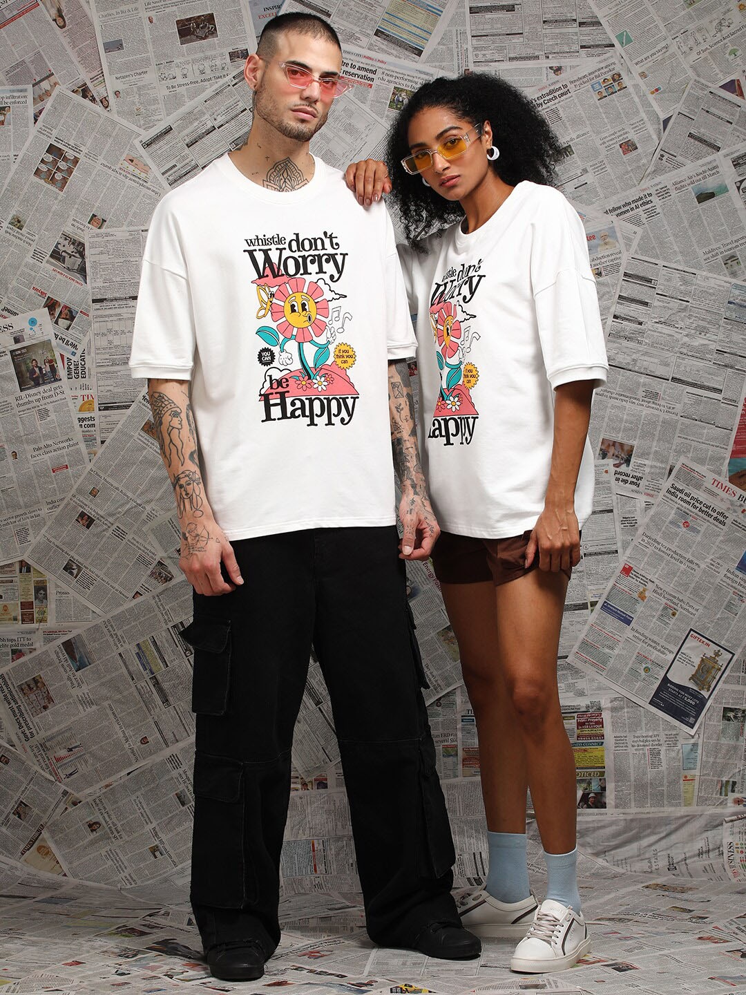 

Difference of Opinion Unisex Drop Shoulder Terry Cotton Oversized T Shirt, Off white