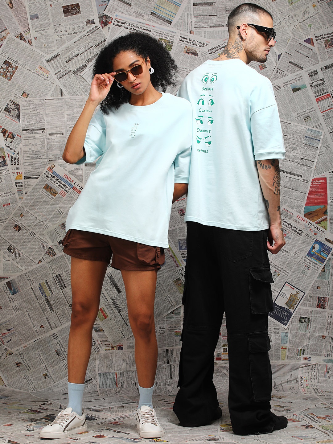 

Difference of Opinion Unisex Drop Shoulder Terry Cotton Oversized T Shirt, Blue