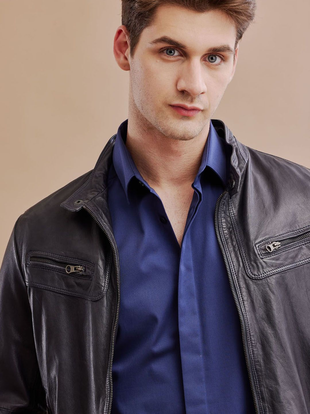 Aldeno Comfort Spread Collar Long Sleeves Regular Fit Satin Formal Shirt, Blue