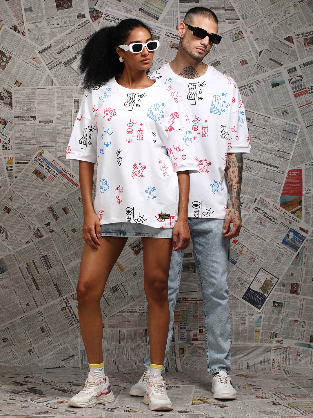 

Stormborn Unisex Graphic Printed Drop Shoulder Pure Cotton Oversized T-shirt, White