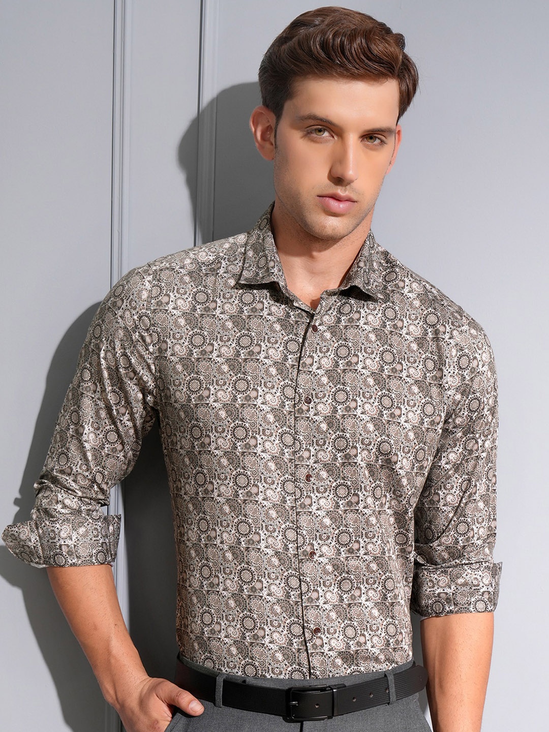 

Locomotive Luxe Printed Casual Shirt, Brown