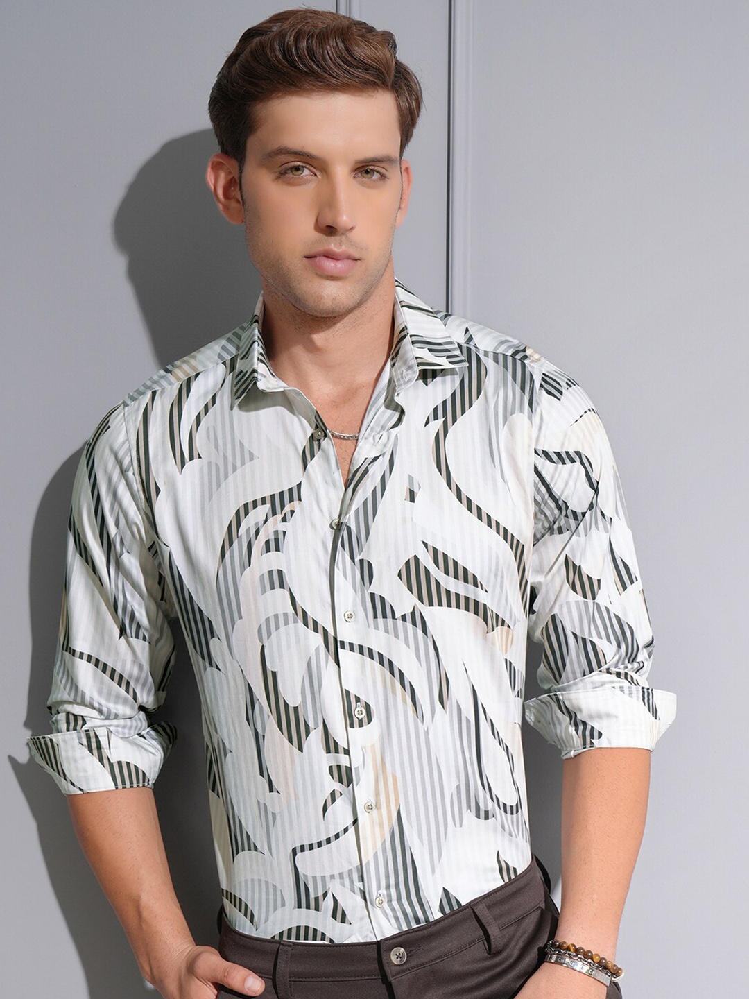 

Locomotive Luxe Printed Casual Shirt, White