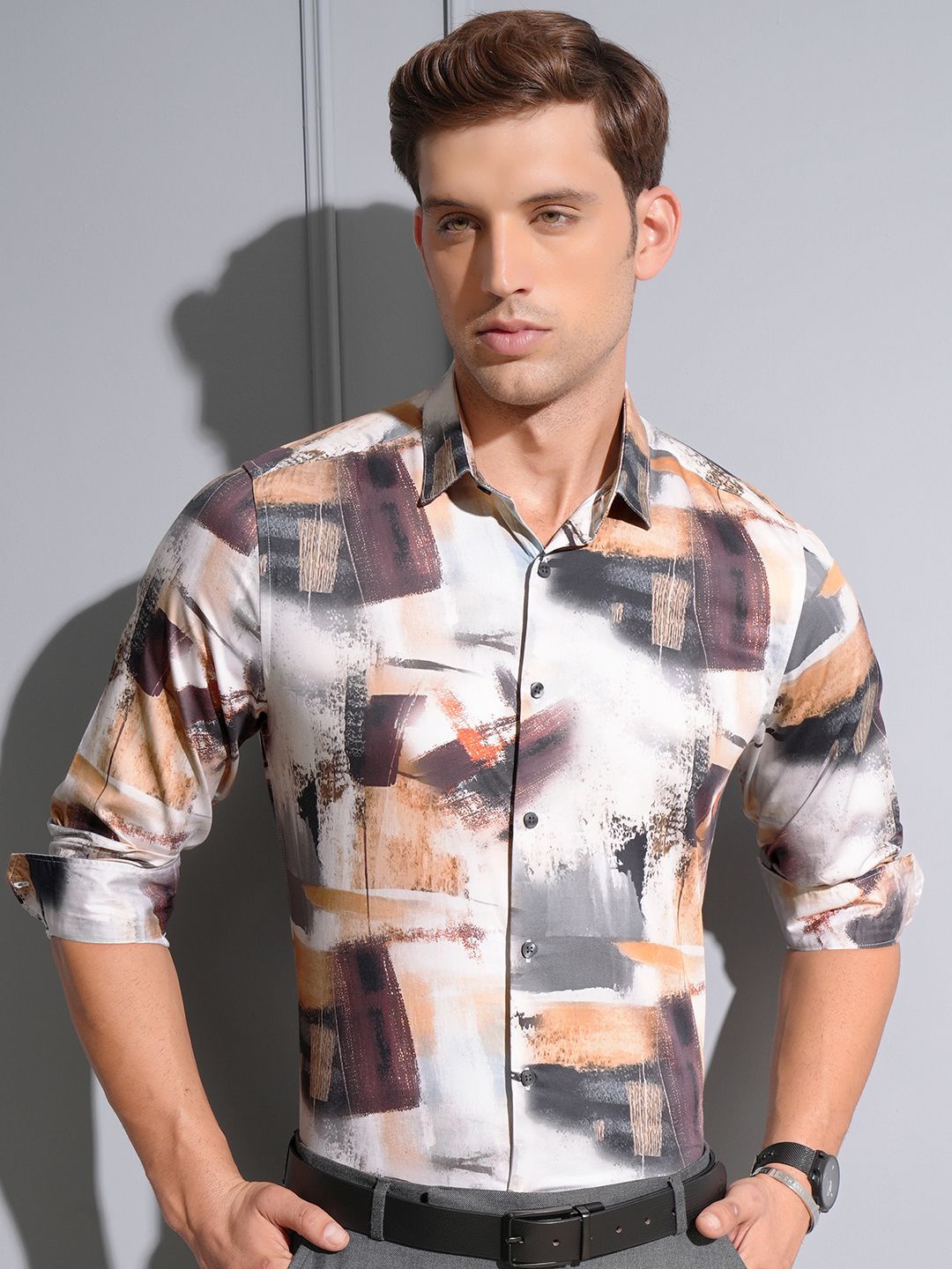 

Locomotive Luxe Satin Printed Occasion Shirt, Multi