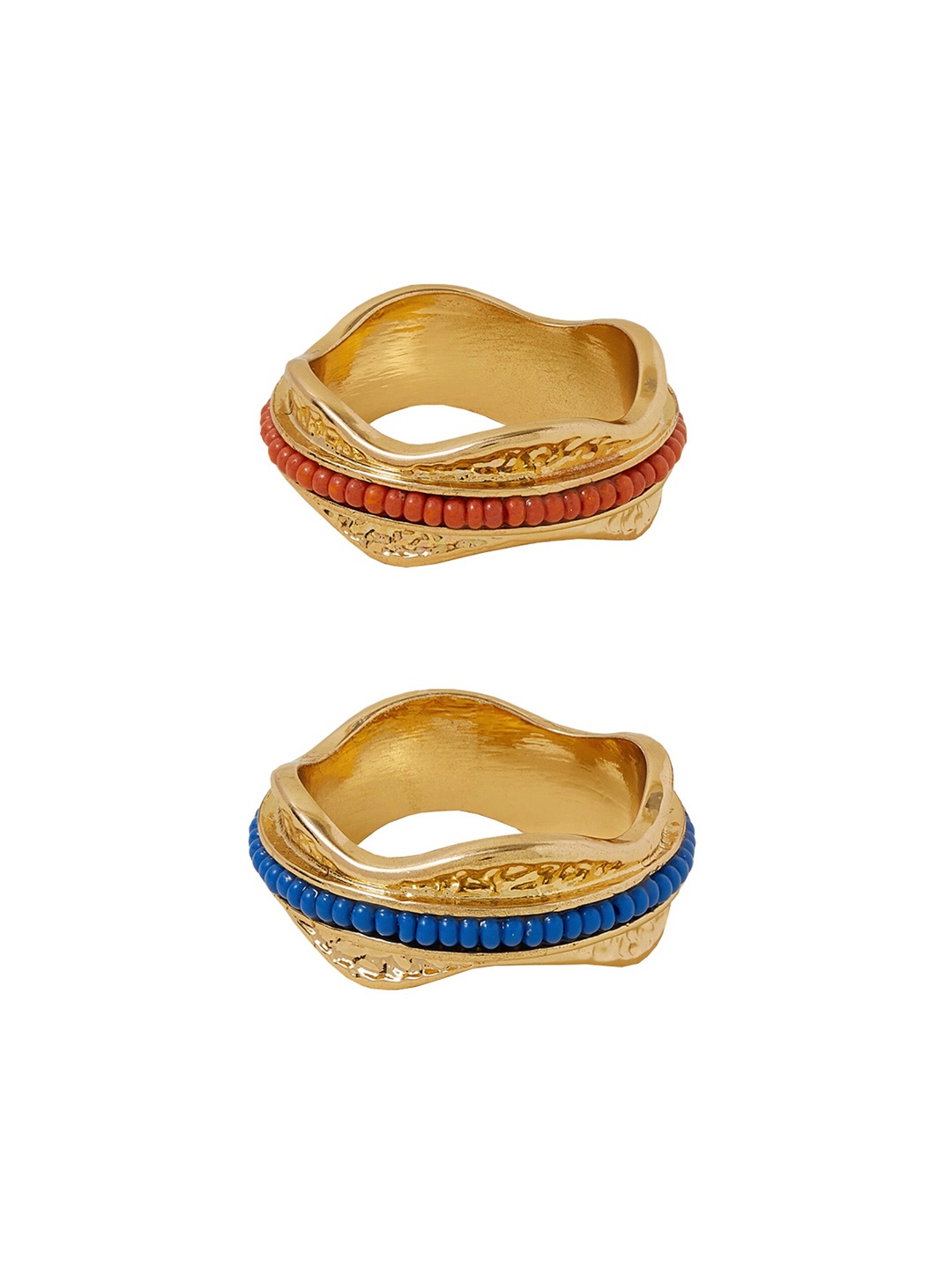 

Accessorize Set Of 2 Beaded Finger Rings, Gold