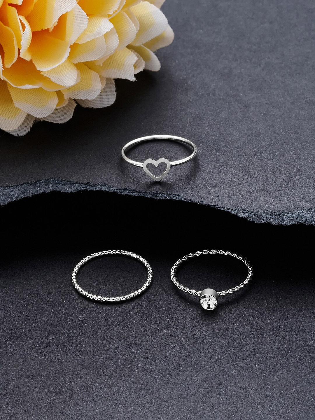 

Accessorize Set Of 3 Finger Rings, Silver