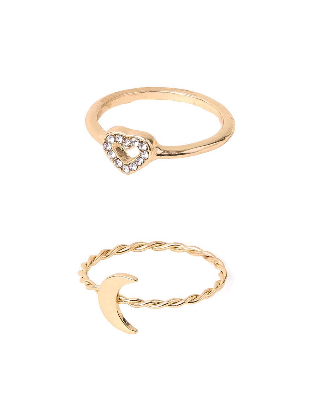 

Accessorize Set Of 2 Crystals Finger Ring, Gold