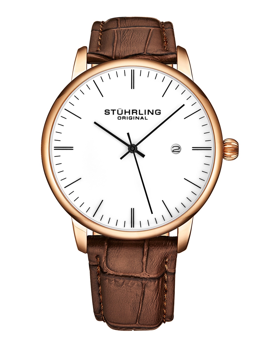 

STUHRLING ORIGINAL Men Leather Textured Straps Analogue Motion Powered Watch STRLG-3997.7, Brown