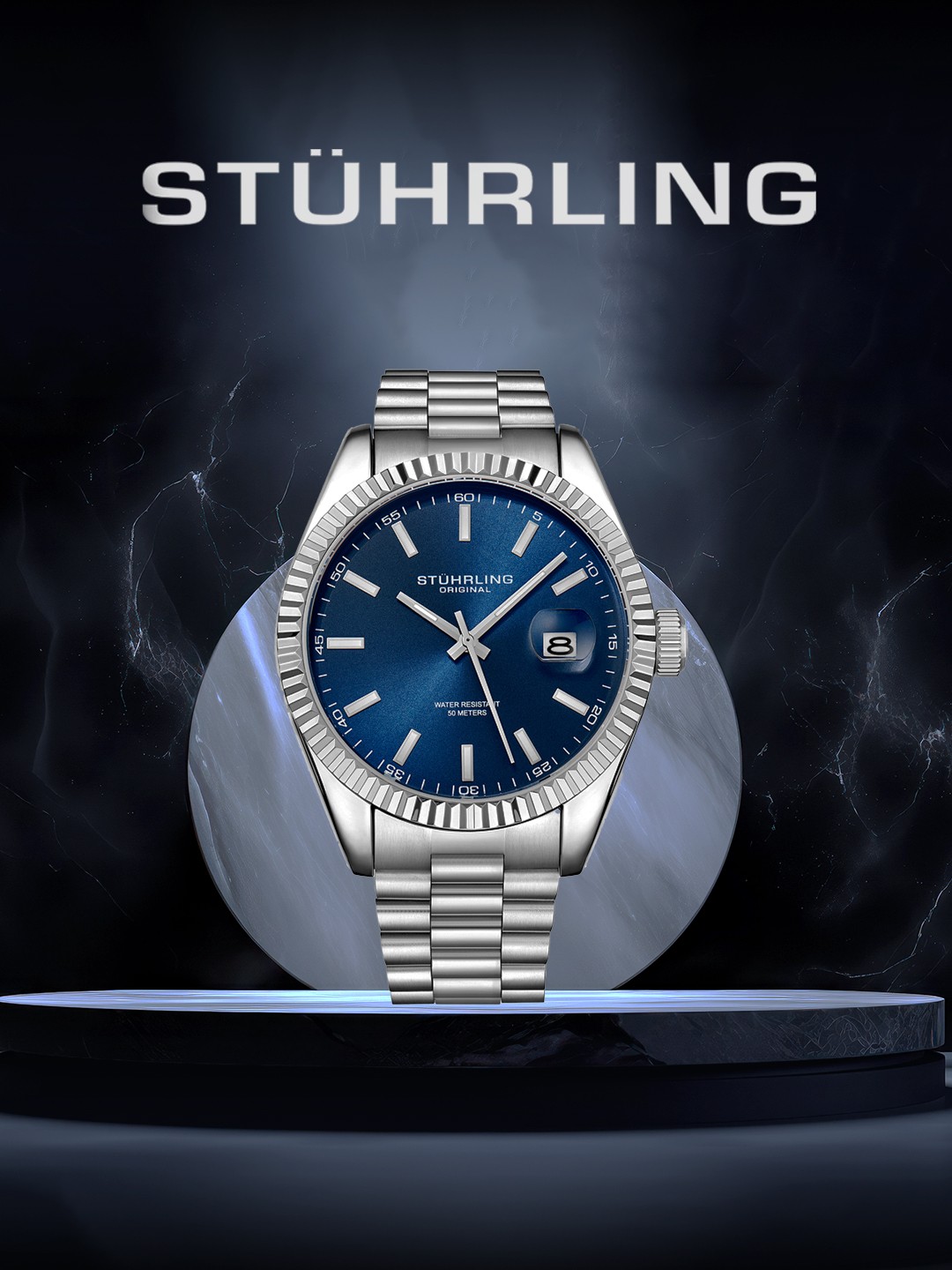 

STUHRLING ORIGINAL Monaco Men Stainless Steel Analogue Motion Powered Watch STRLG-3935.2, Silver