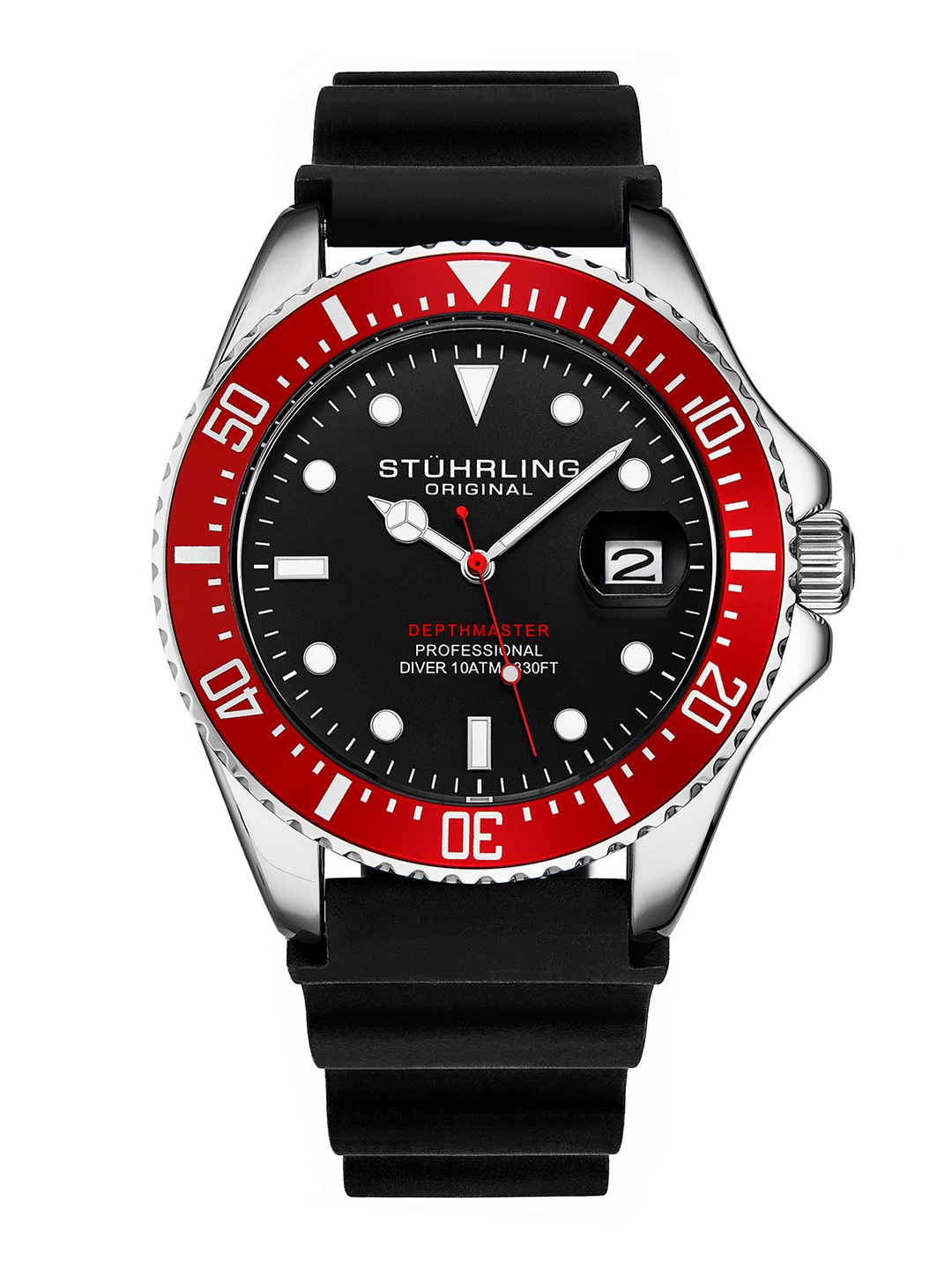 

STUHRLING ORIGINAL Aquadiver Men Analogue Automatic Motion Powered Watch STRLG-3950R.3, Black