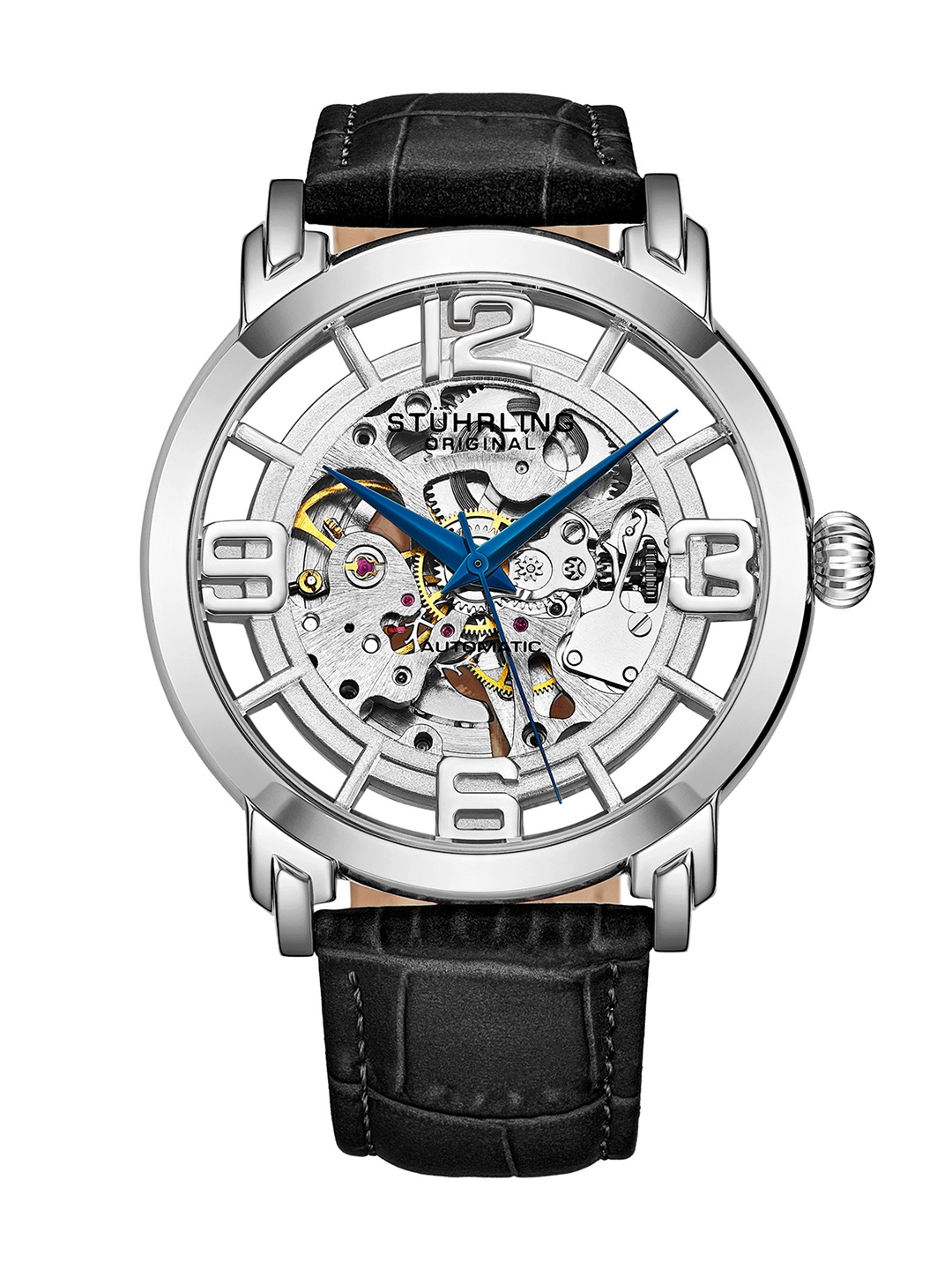 

STUHRLING ORIGINAL Men Skeleton Dial & Stainless Steel Straps Analogue Automatic Motion Powered Watch, Silver