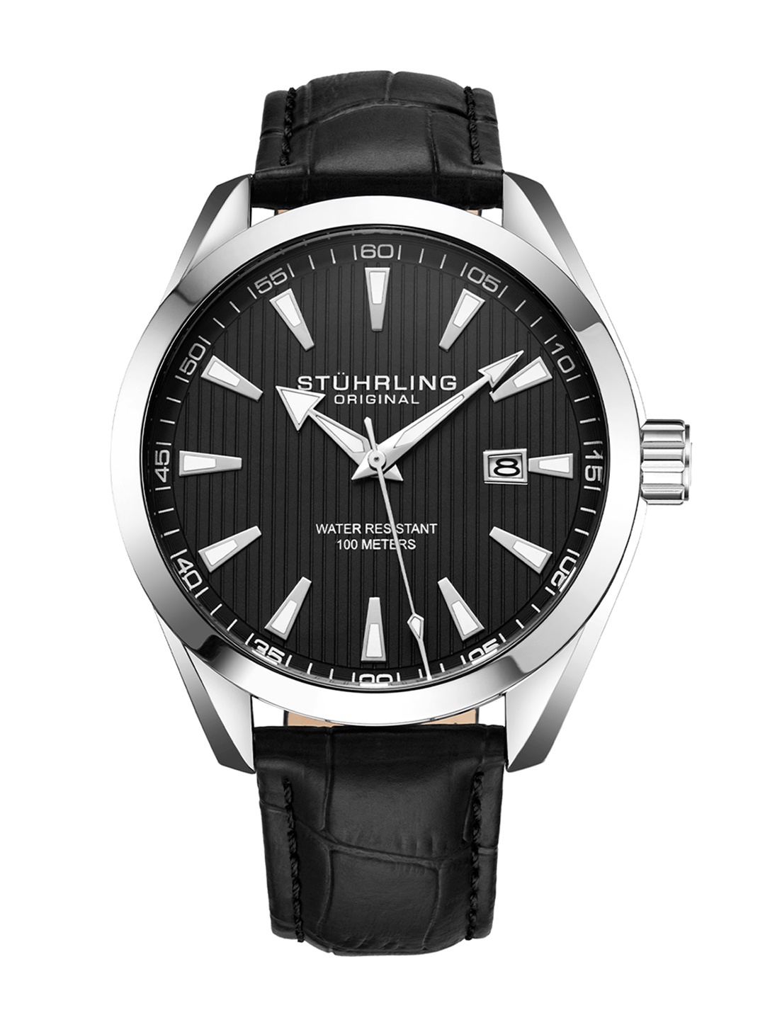 

STUHRLING ORIGINAL Men Dial & LeatherStraps Analogue Motion Powered Watch STRLG-3953L.1, Black