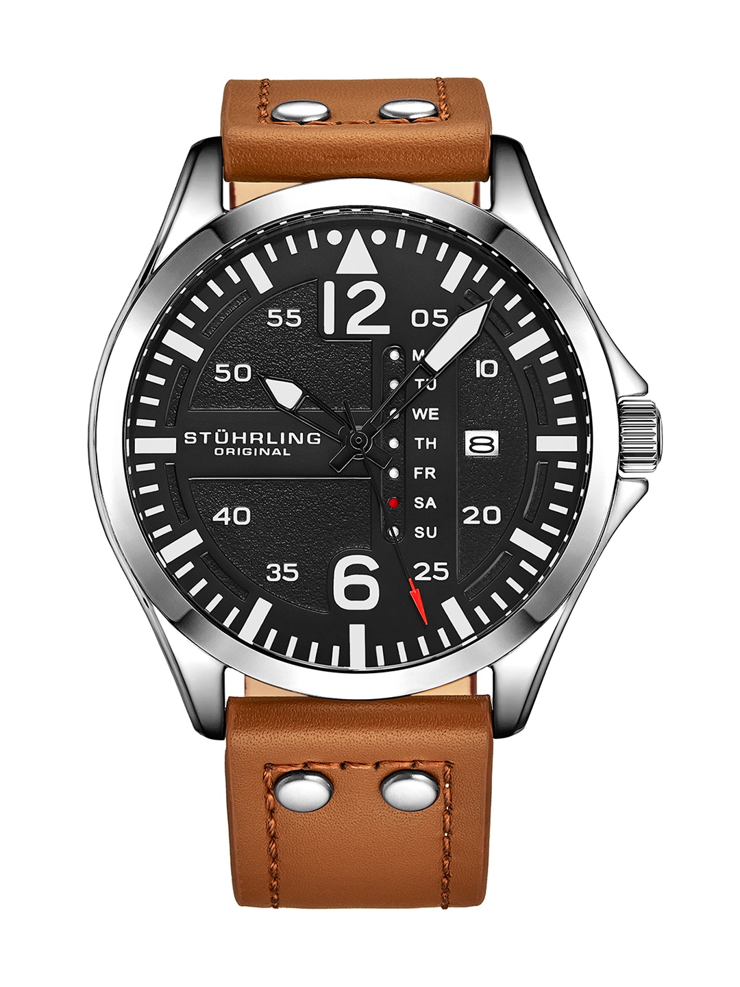 

STUHRLING ORIGINAL Men Patterned Dial & Leather Analogue Motion Powered Watch STRLG-3916.2, Tan