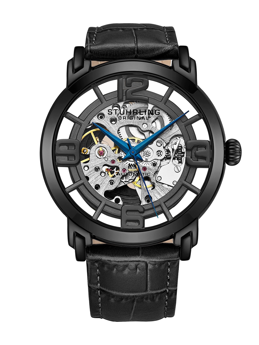 

STUHRLING ORIGINAL Aquadiver Men Skeleton Analogue Motion Powered Watch STRLG-3964L.3, Black