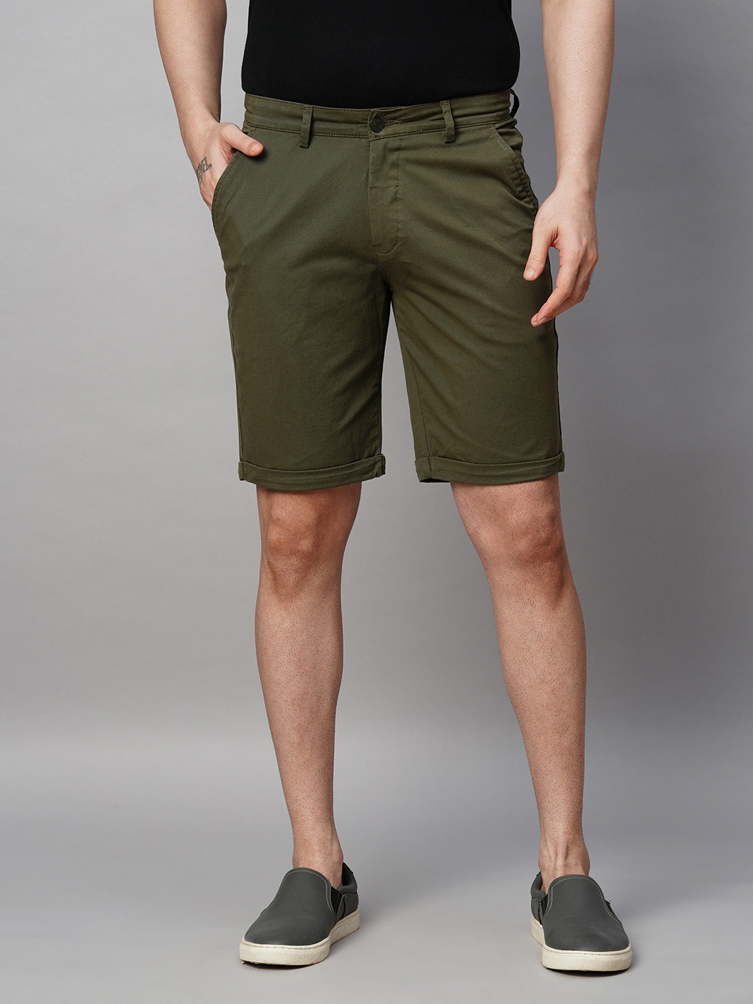 

GENIPS Men Slim Fit Outdoor Shorts, Green
