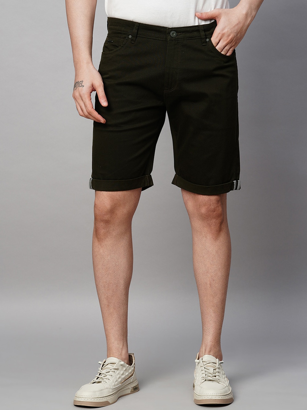 

GENIPS Men Slim Fit Outdoor Chino Shorts, Green