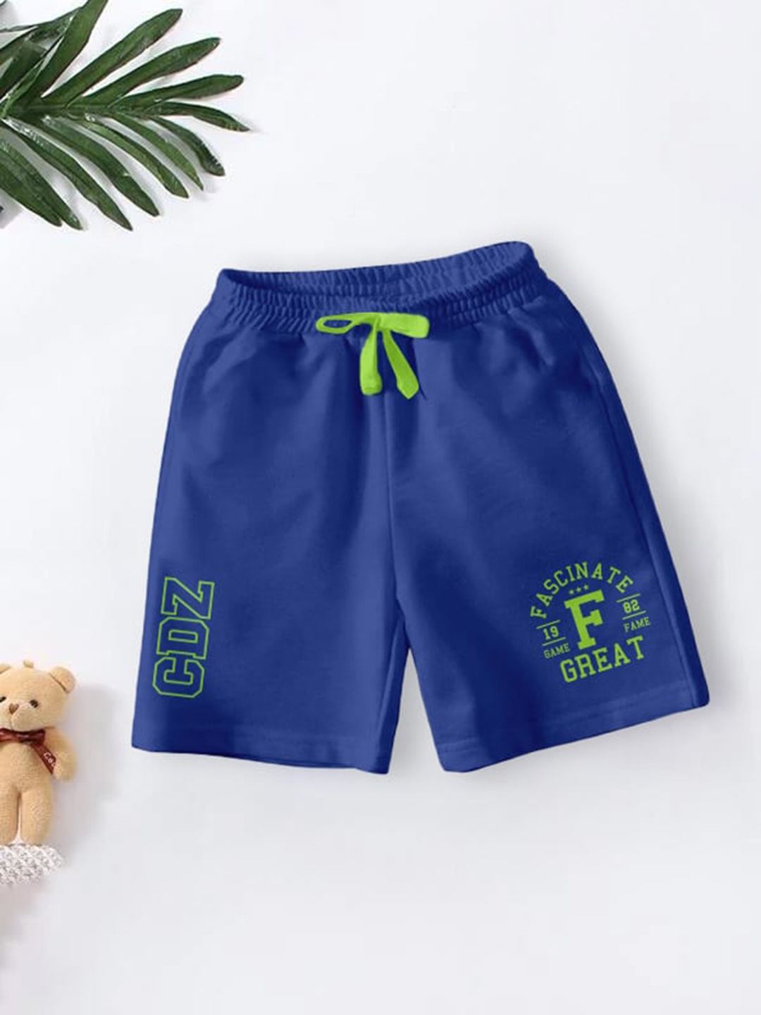 

BAESD Boys Typography Printed Mid-Rise Regular Fit Casual Shorts, Blue