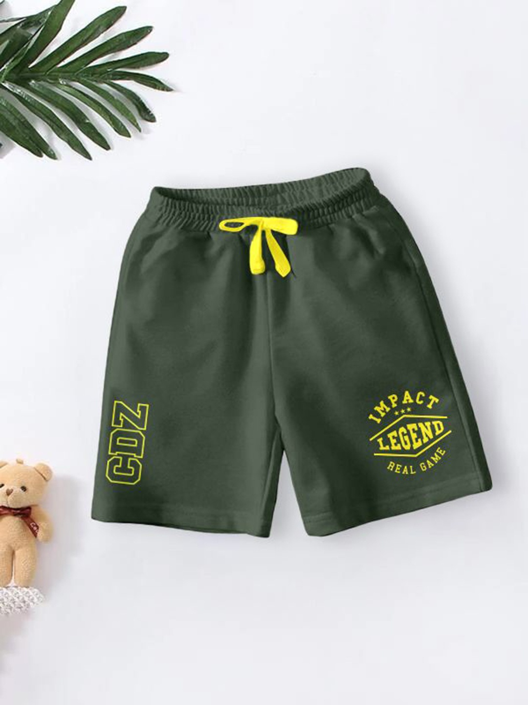 

BAESD Boys Typography Printed Mid-Rise Shorts, Green