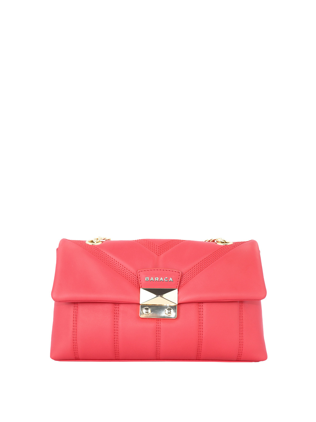 

Baraca Leather Structured Sling Bag with Quilted, Red