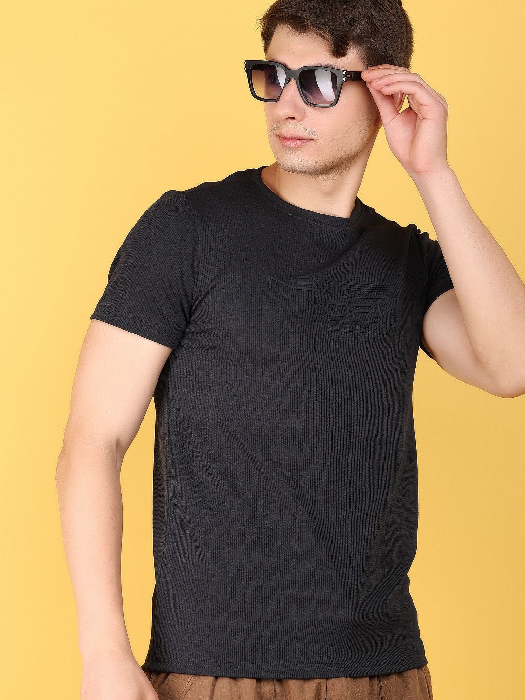 

V-Mart Typography Printed Round Neck Cotton Casual T-shirt, Black