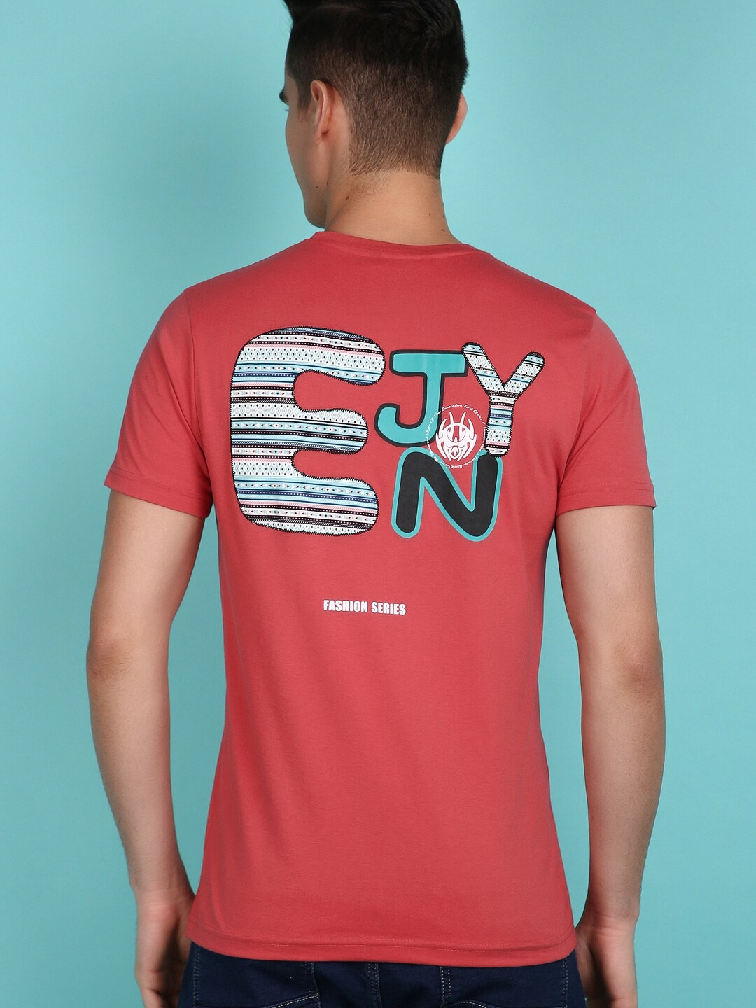 

V-Mart Typography Printed Round Neck Regular Fit T-shirt, Rust