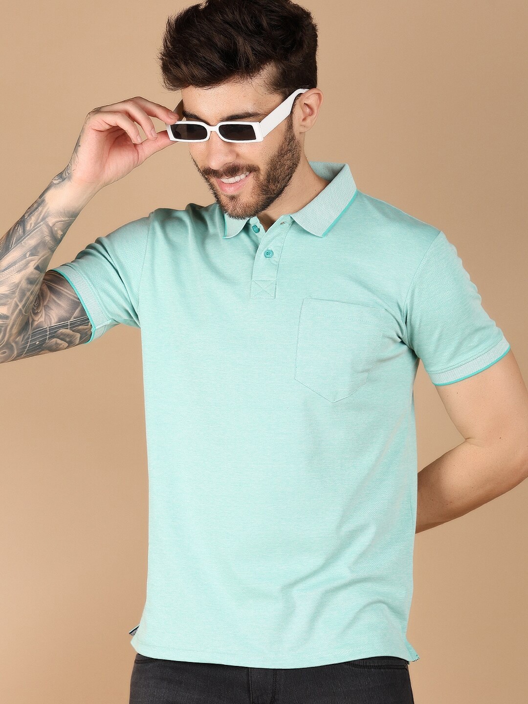 

V-Mart Polo Collar Short Sleeves Casual T-shirt, Green