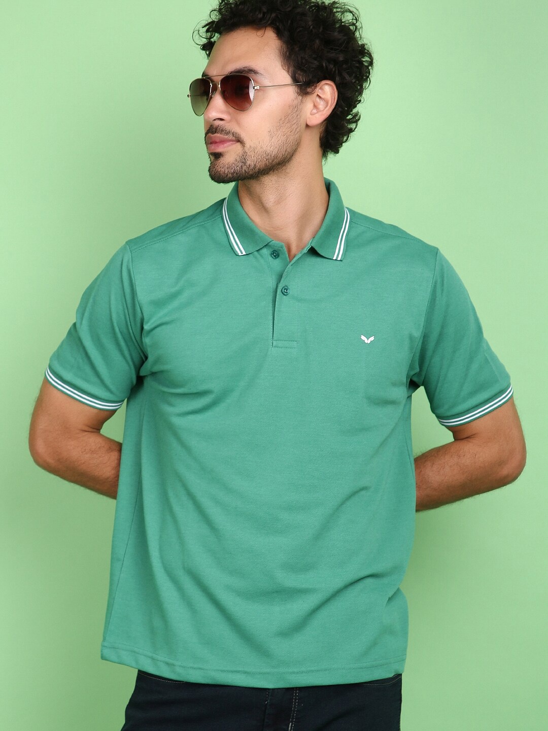 

V-Mart Polo Collar Short Sleeves Cotton T-shirt, Green